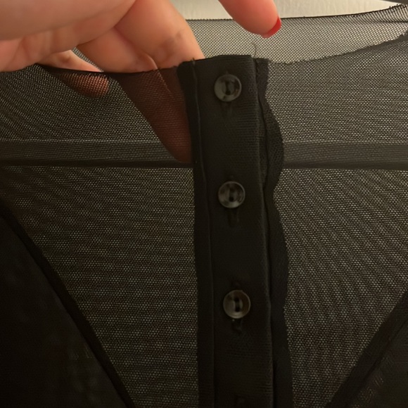 NWT Kathryn Bowen Button-Up Mesh Bodysuit Black Size 4 - Picture 7 of 7